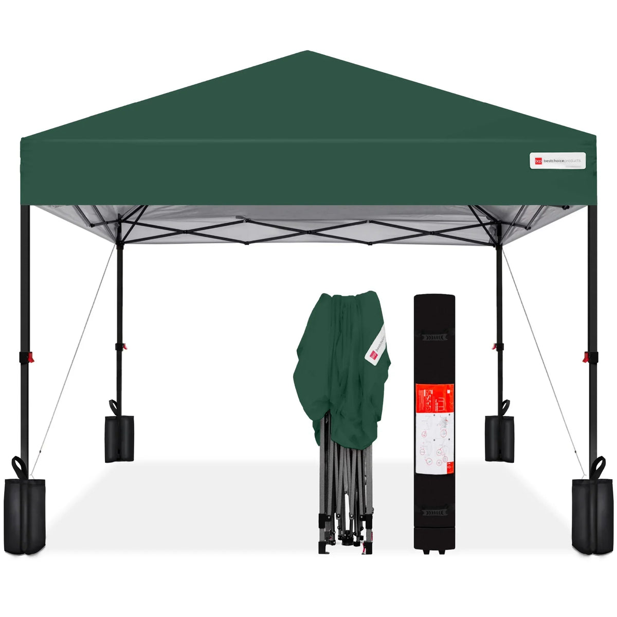 2026 NewBest Choice Products 12x12ft Easy Setup Pop Up Canopy w/ 1-Button Setup, Wheeled Case, 4 Weight Bags - Navy Blue