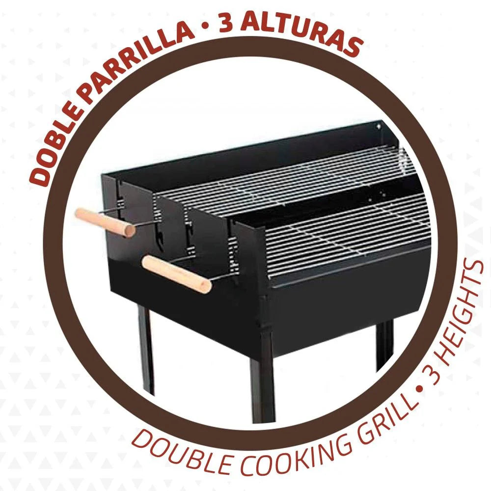 2026 Barbacoa Carbón Madera Doble Parrilla Aktive