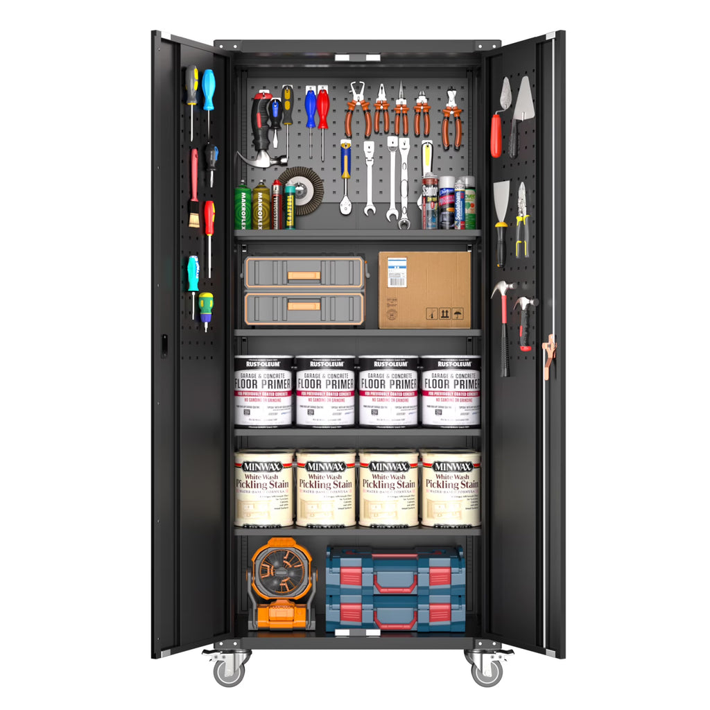 2026 NewAobabo 72 Inch Locking Storage Cabinet w/ Adjustable Shelves, Gray