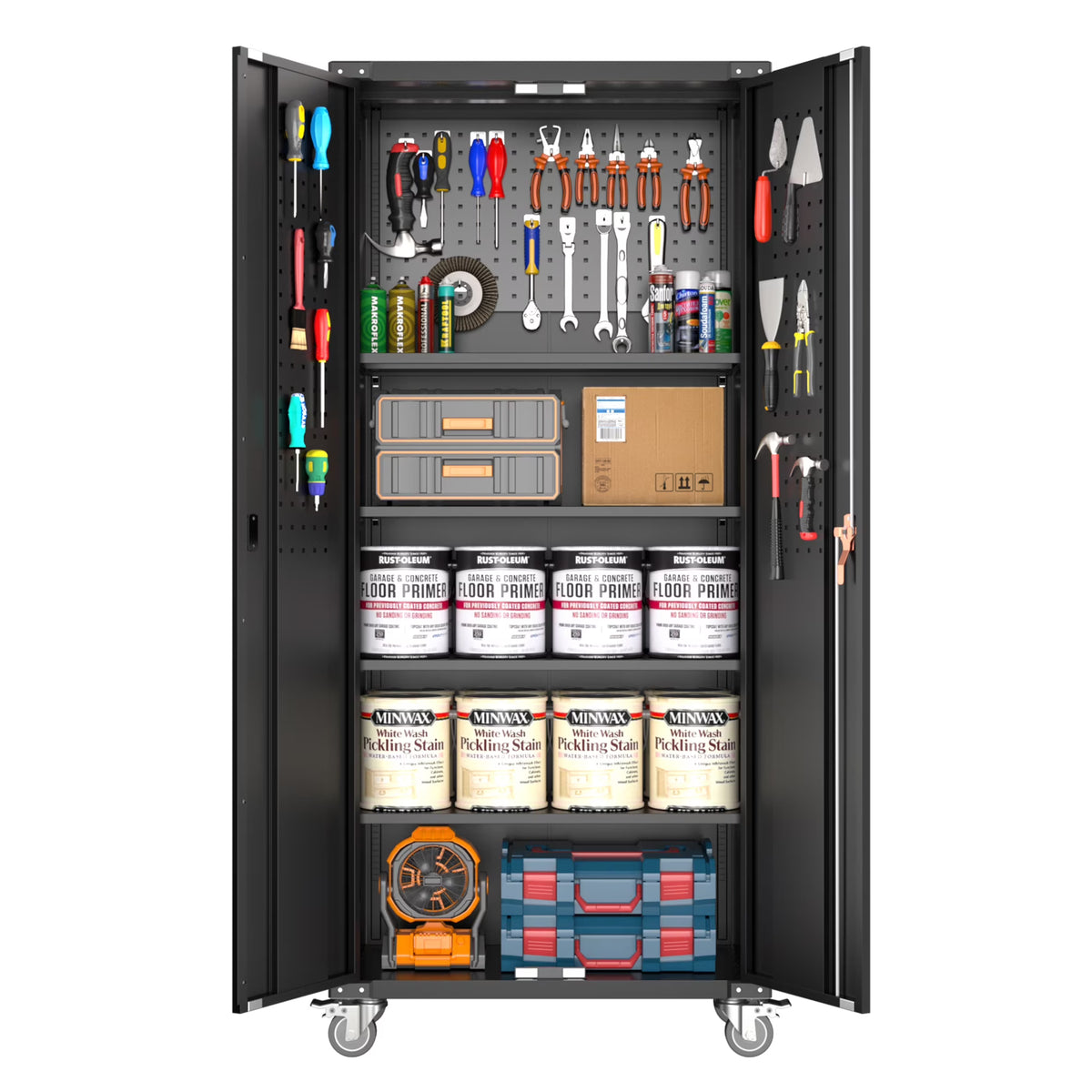 2026 NewAobabo 72 Inch Locking Storage Cabinet w/ Adjustable Shelves, Gray