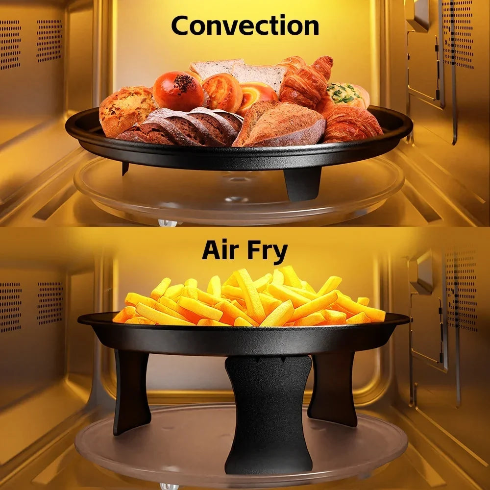 2026 NewGalanz 0.9 Cu ft Air Fry Countertop Microwave, 900 Watts, Stainless Steel, New