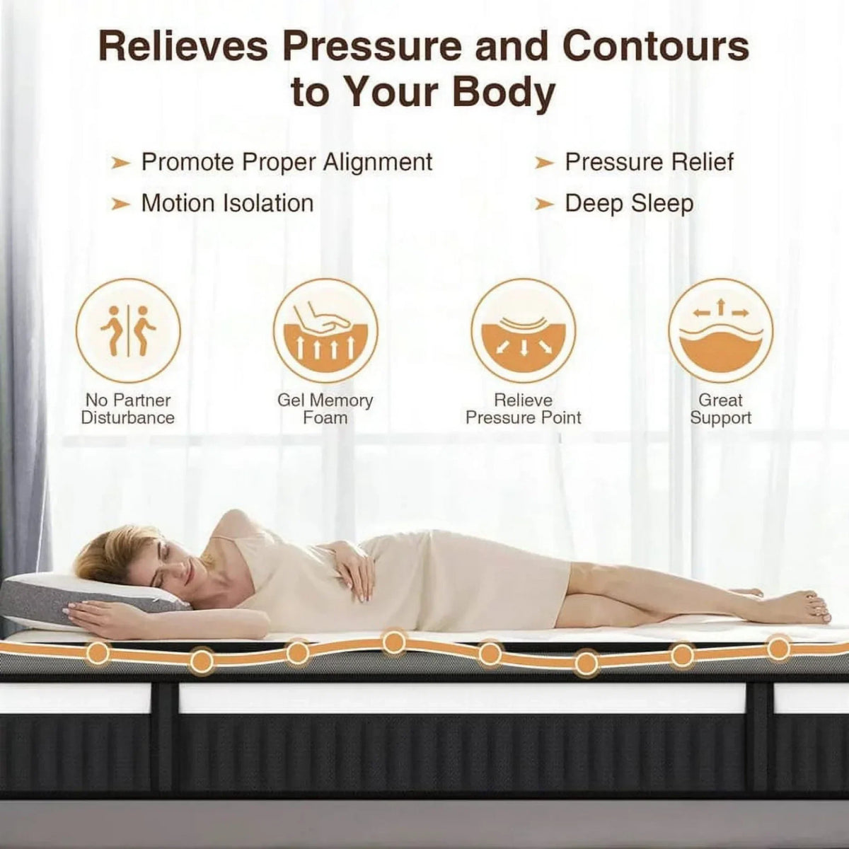 2026 NewQueen Size Mattress in a Box, 14 Inch Gel Memory Foam Mattress for Cool Night & Pressure Relief, Medium Plush Feel with Motion Isolating, Breathable Fabric