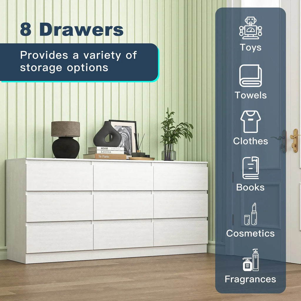 2026 NewResenkos Modern Mid Century 6 Drawer Wide Dressers Chests for Bedroom, Chest of Drawer Organizer Grey