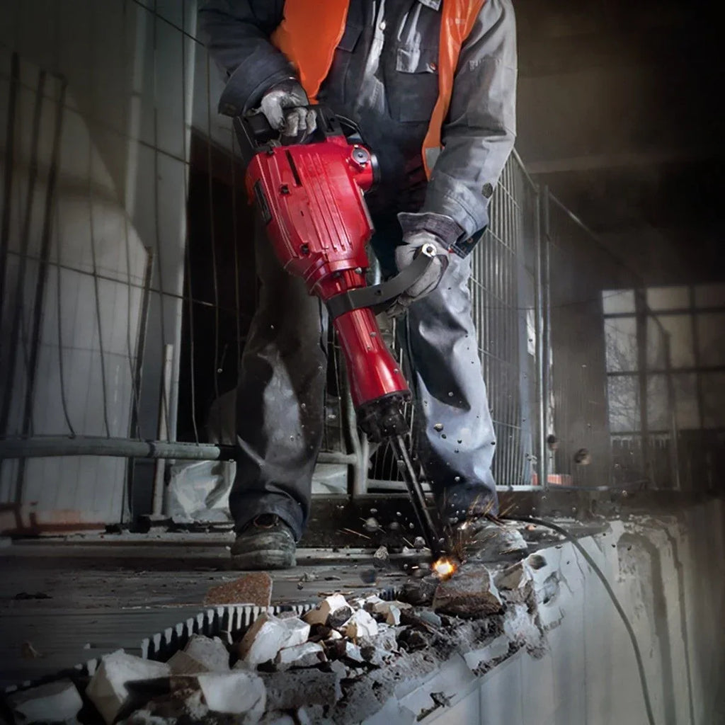 2026 NewXtremepowerUS Demolition Jack Hammer Heavy Duty, 2200W Electric Jackhammer With Scraping Chisel, 1800BPM Power Drill Concrete Breaker Bar Point & Chisel Bits Chisel Set, Red