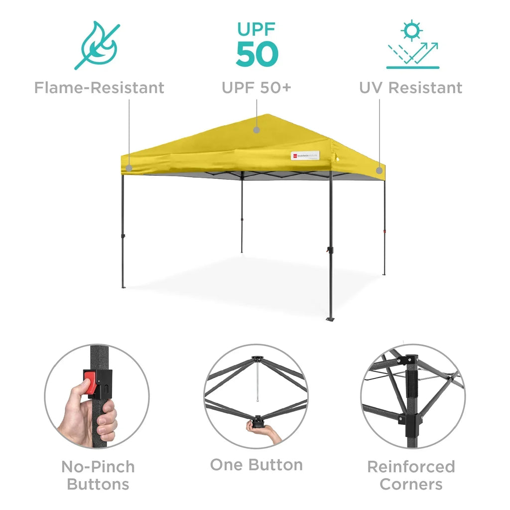 2026 NewBest Choice Products 12x12ft Easy Setup Pop Up Canopy w/ 1-Button Setup, Wheeled Case, 4 Weight Bags - Navy Blue