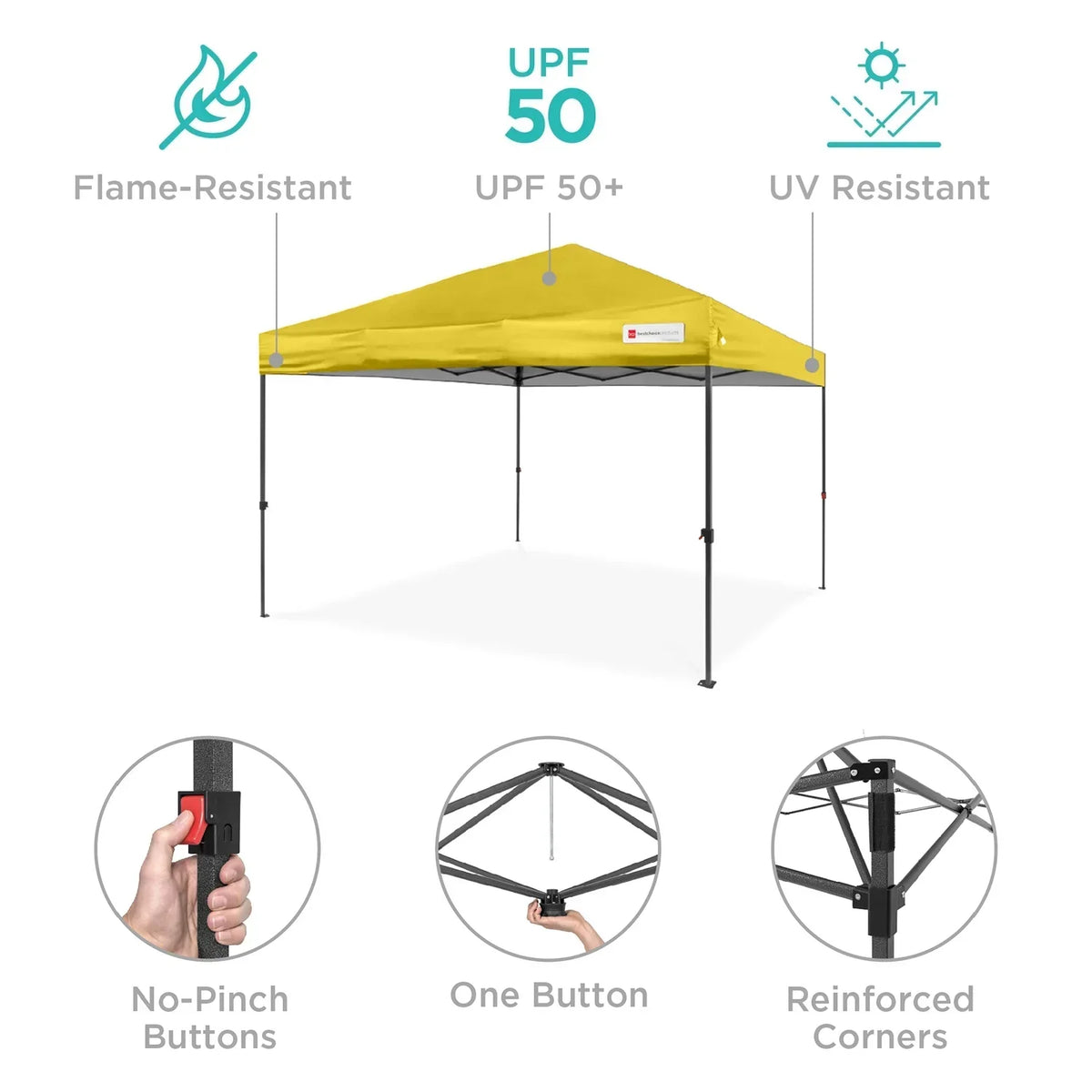 2026 NewBest Choice Products 12x12ft Easy Setup Pop Up Canopy w/ 1-Button Setup, Wheeled Case, 4 Weight Bags - Navy Blue
