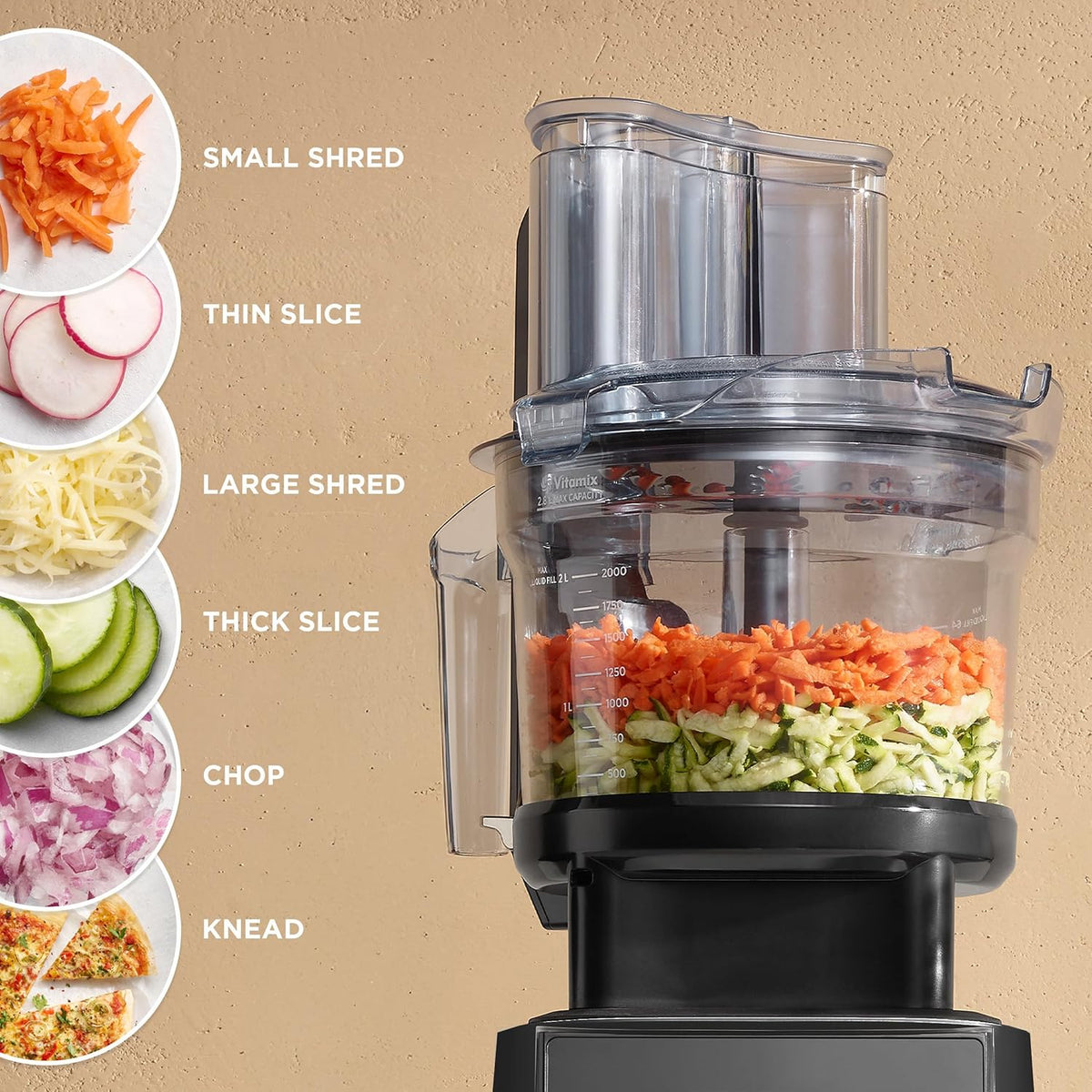 2026 Sistema de cocina Vitamix Ascent X2 SmartPrep con procesador de alimentos, recipiente de 1,4 litros con detección automática, color negro sombra.