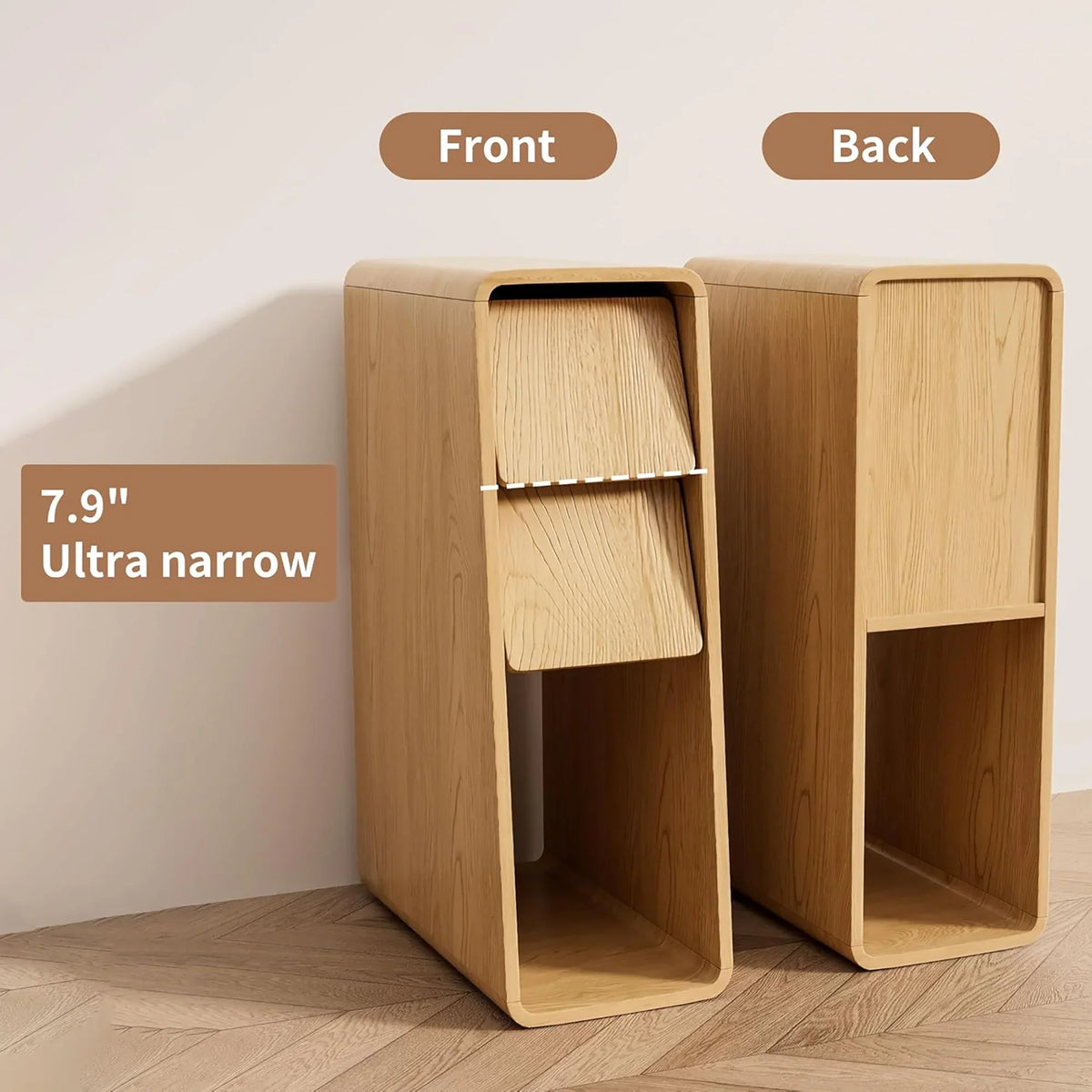 2026 NewNarrow Nightstand Set of 2 with Drawers, Fluted Slim Side End Table with Storage for Small Spaces