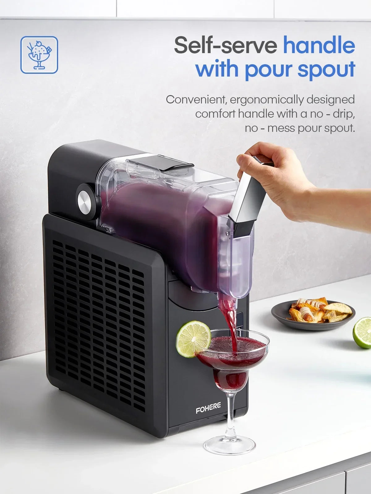 2026 New5-in-1 Slushie Machine, No Ice Needed, 15 Min Slushy Machine for Home with Self-Cleaning, Professional Frozen Drink Maker, 5 Preset Programs, Frozen Margaritas, Frapp"s, Milkshakes, and More, FOHERE