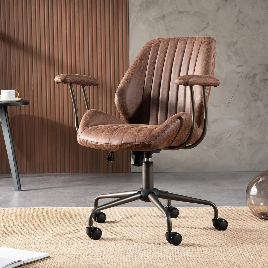 2026 NewOvios Ergonomic Office Chair Modern Computer Desk Suede Fabric Desk Chair with Lumbar Support for Home Office