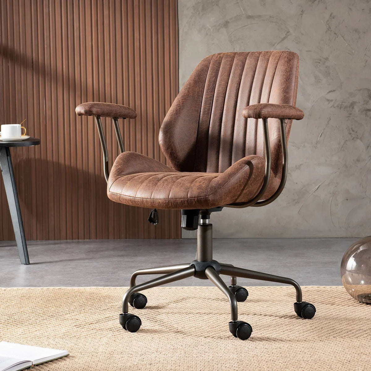 2026 NewOvios Ergonomic Office Chair Modern Computer Desk Suede Fabric Desk Chair with Lumbar Support for Home Office