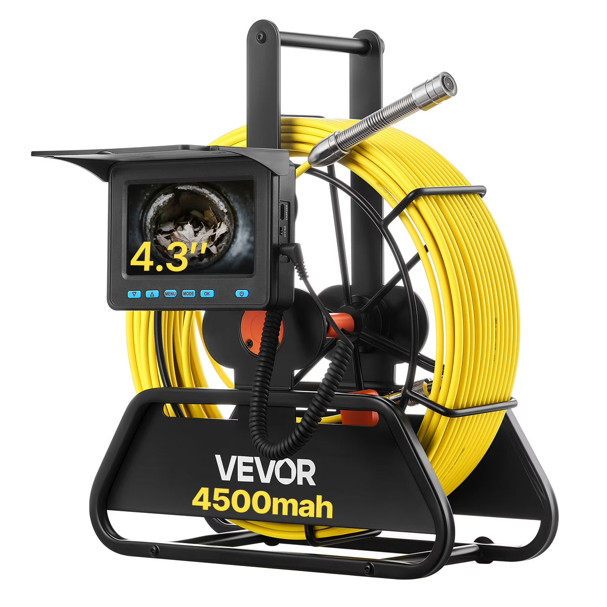 2026 NewVEVOR Sewer Camera, 98 ft/30m, 4.3" Drain Inspection Camera, IP68 Waterproof Snake Plumbing Camera with Lights - 6 Adjustable LEDs, 4500mAh Battery & 16GB Card for Sewer Line Duct Pipes