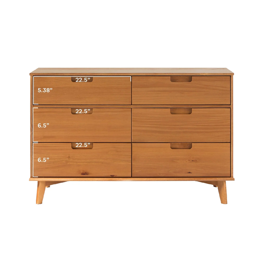 2026 NewWalker Edison Sonoma 6-Drawer Solid Wood Caramel Dresser