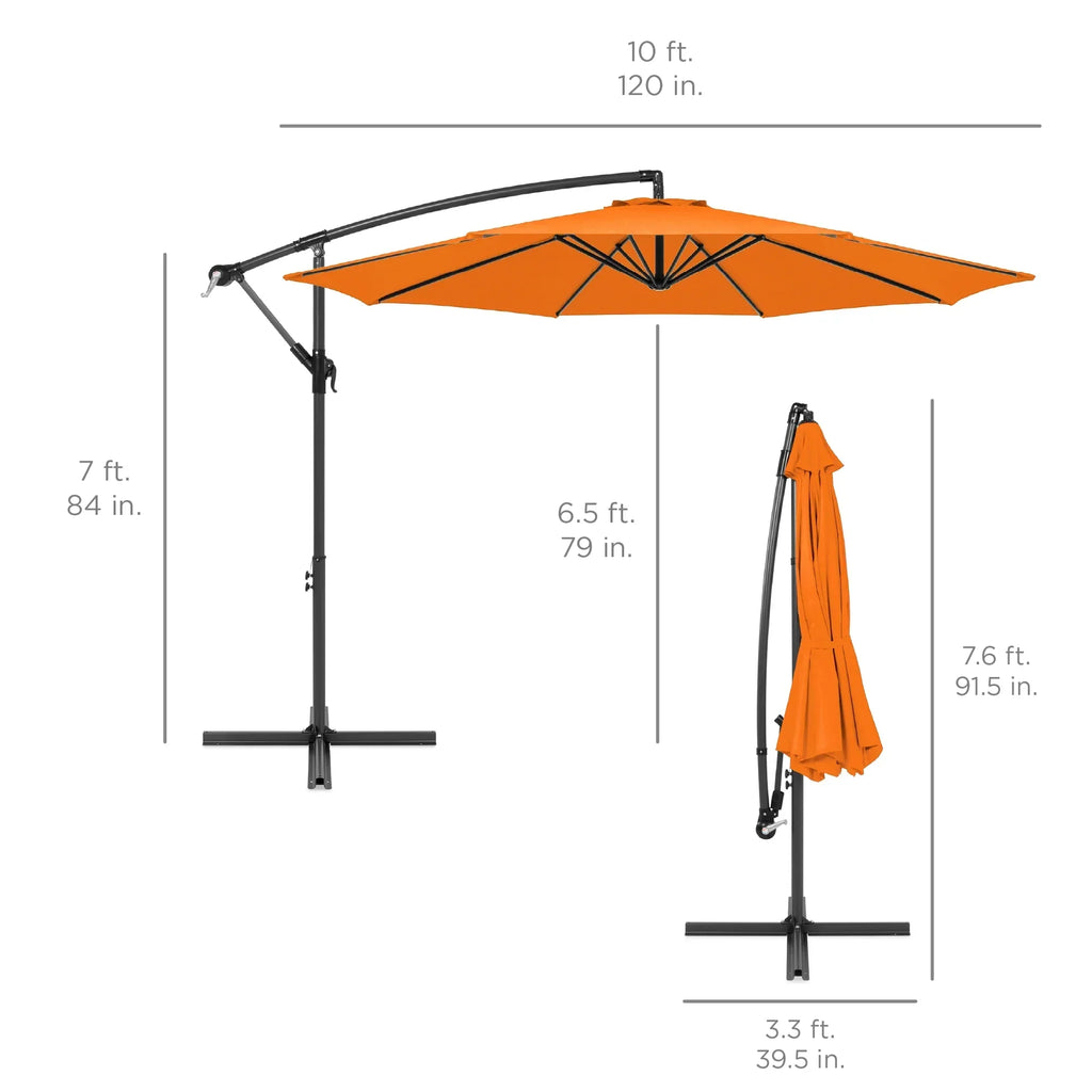 2026 NewBest Choice Products 10ft Offset Hanging Outdoor Market Patio Umbrella w/ Easy Tilt Adjustment - Tan