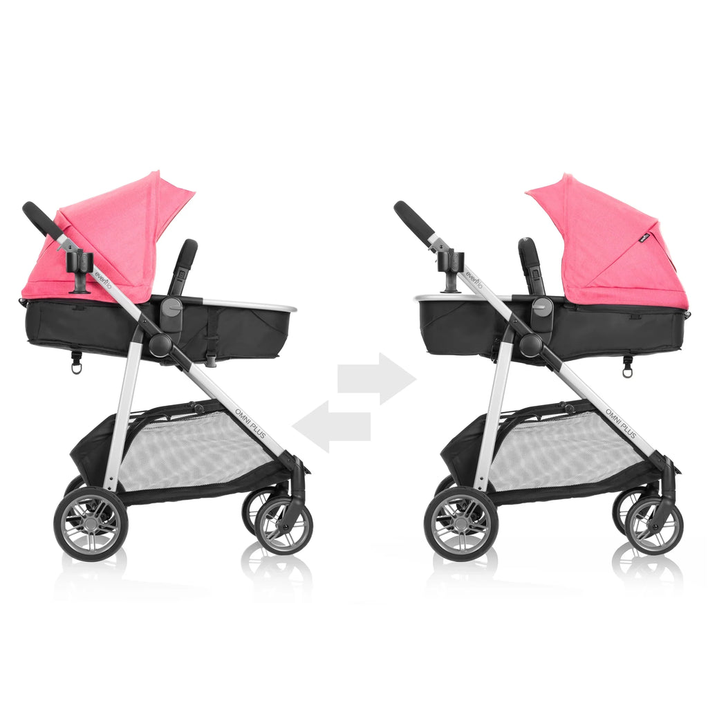 2026 NewEvenflo Omni Plus Modular Travel System with LiteMax Sport Infant Car Seat, Mylar Gray, Unisex