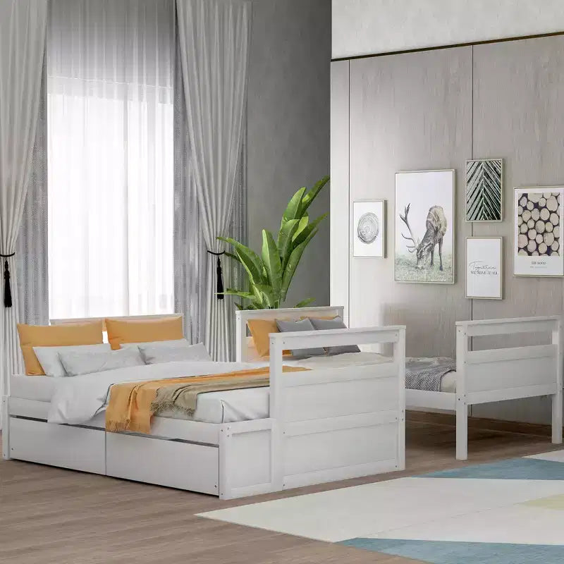 2026 Whisen Litera Twin sobre Full con 2 cajones de almacenamiento