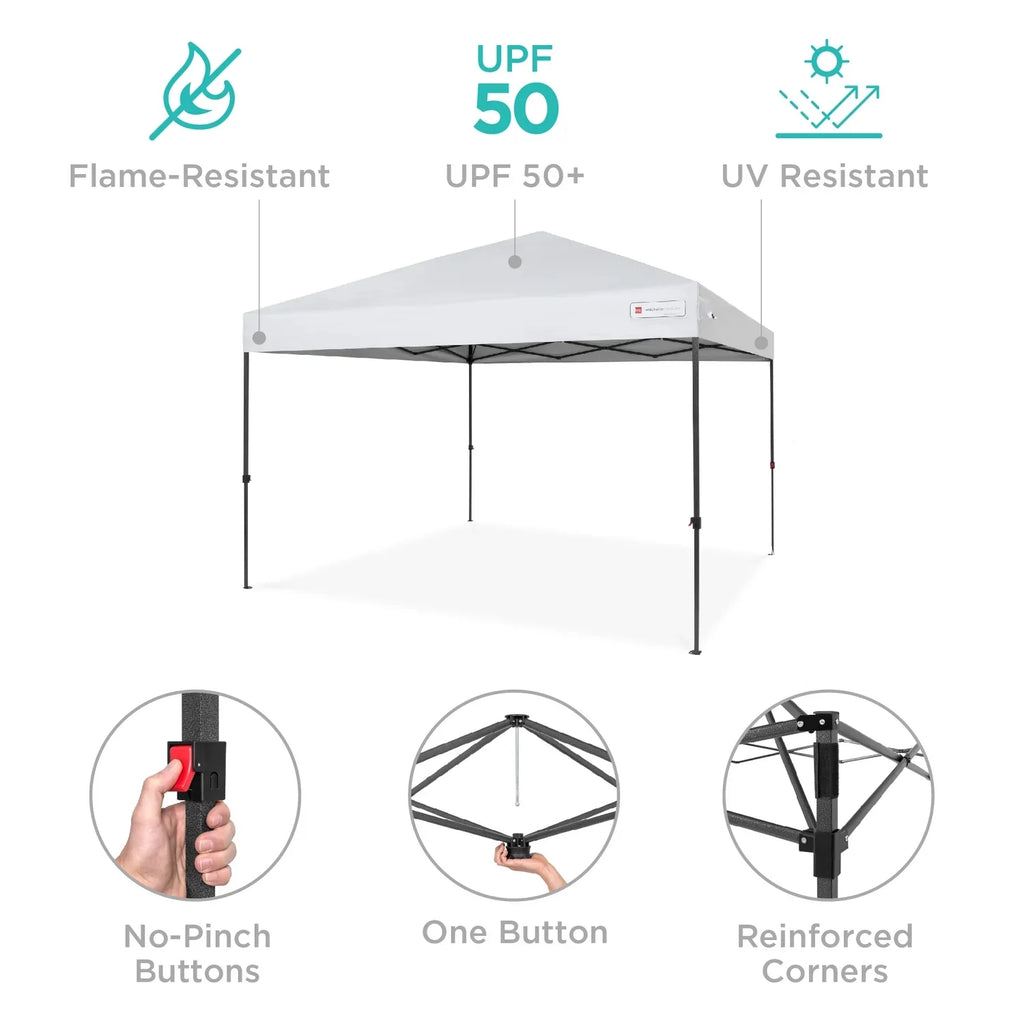 2026 NewBest Choice Products 12x12ft Easy Setup Pop Up Canopy w/ 1-Button Setup, Wheeled Case, 4 Weight Bags - Navy Blue