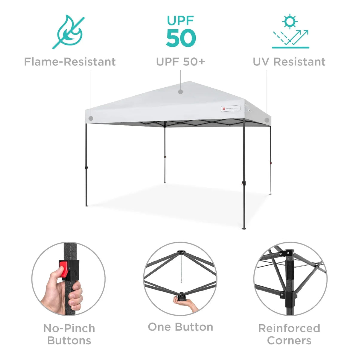 2026 NewBest Choice Products 12x12ft Easy Setup Pop Up Canopy w/ 1-Button Setup, Wheeled Case, 4 Weight Bags - Navy Blue