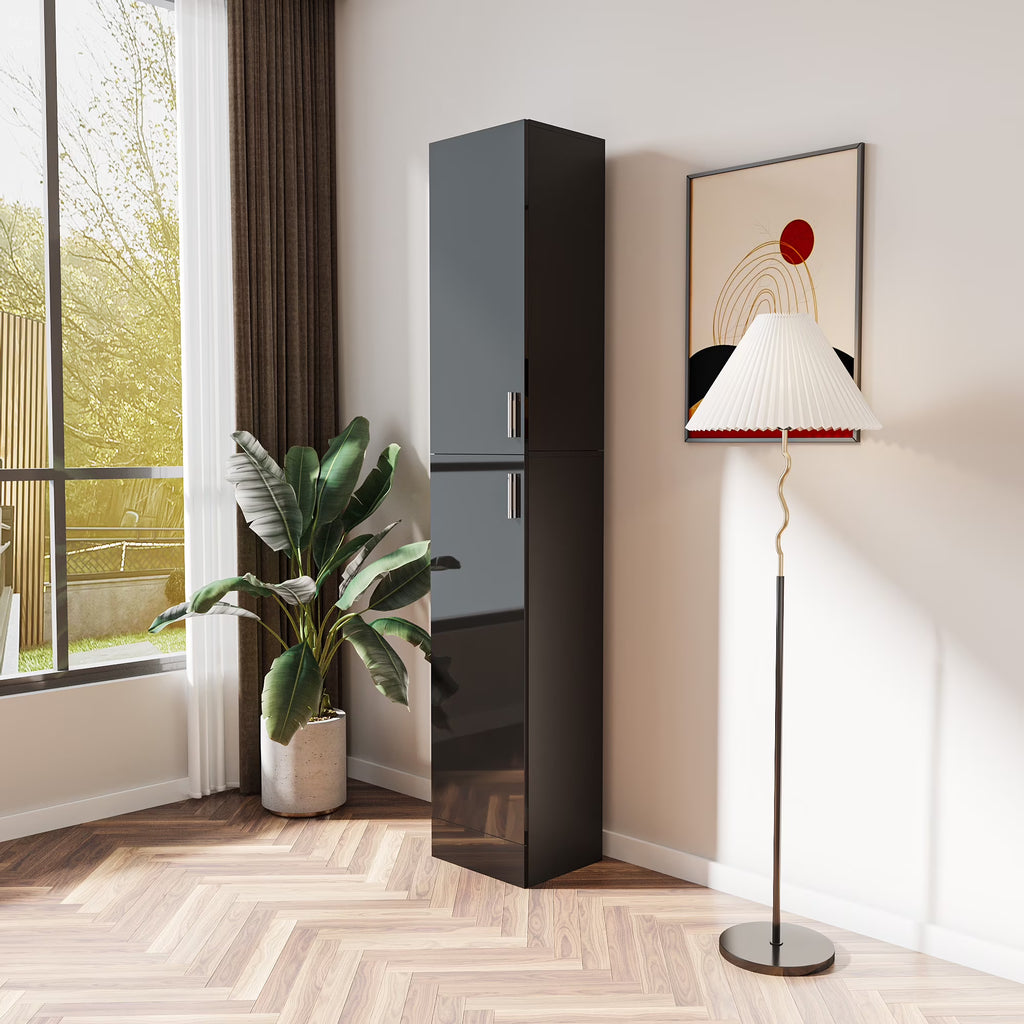2026 NewSlim Tall Storage Cabinet,Pantry Cabinet with Doors Shelves Small Space for Kitchen Living Room Bathroom