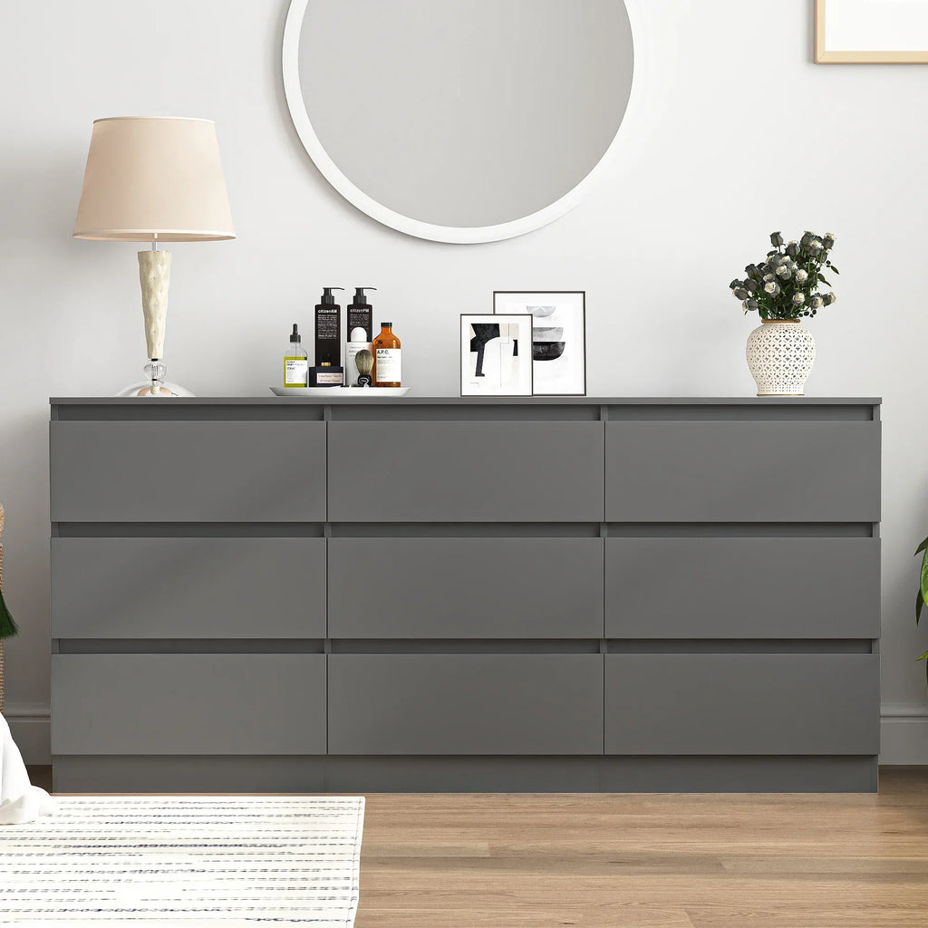 2026 NewKadyn Modern 6 Drawer Dresser Wood Cabinet,Dresser for Bedroom, Kitchen Storage Cabinet with Drawers, Chest of Drawers(Black)
