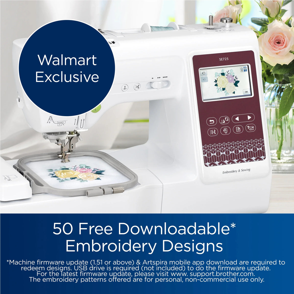 2026 NewBrother SE725 Sewing and Embroidery Machine with Artspira App, 50 Free Designs