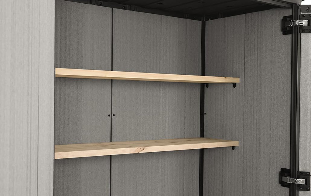 2026 Keter High Store Plus- Cobertizo de jardín Exterior, 1400L, Color Gris, tecnología Duotech Paredes aptas para Pintar, 170.4 x 140 x 73.6 cm