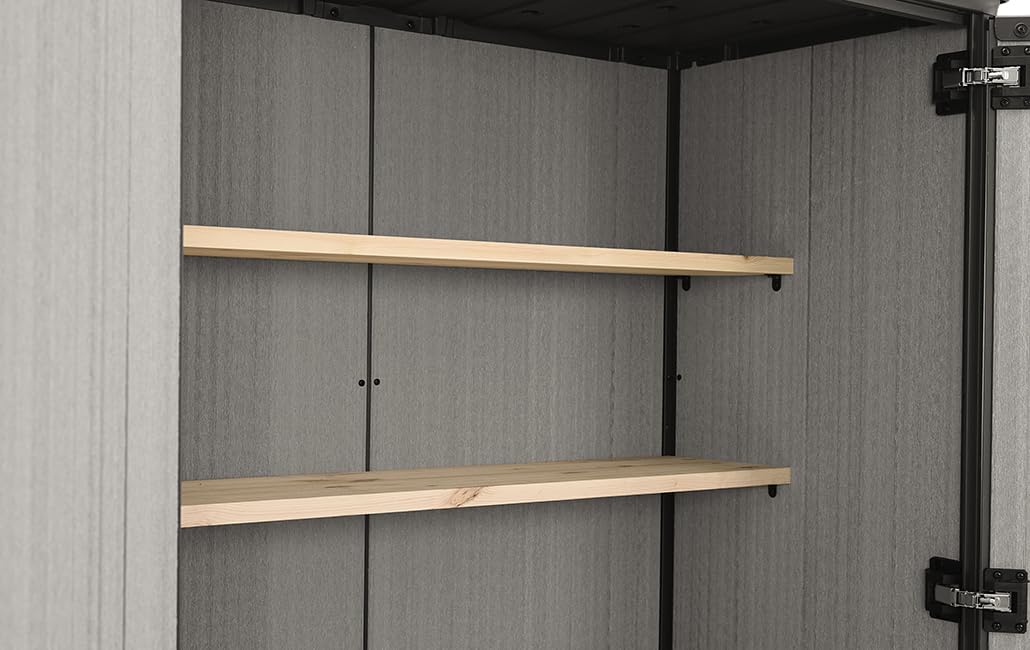2026 Keter High Store Plus- Cobertizo de jardín Exterior, 1400L, Color Gris, tecnología Duotech Paredes aptas para Pintar, 170.4 x 140 x 73.6 cm
