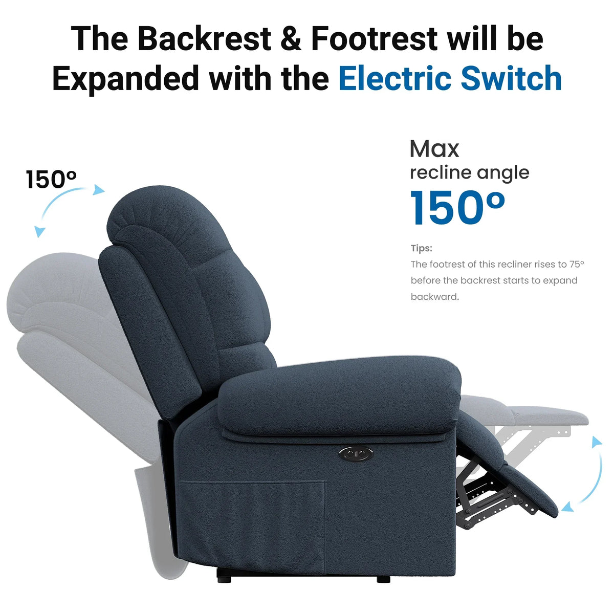2026 NewPower Recliner Chair,Electric Recline Sofa Chair for Adults with USB Port,Comfy Teddy Fleece Adjustable Cloud Sofa,Tool-Free Setup,Beige White