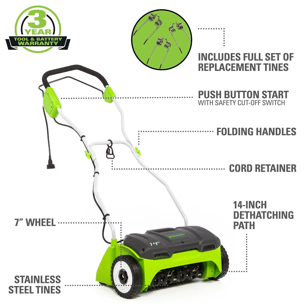 2026 NewGreenworks 14 in. 10 Amp Corded Electric Dethatcher, DT14B00