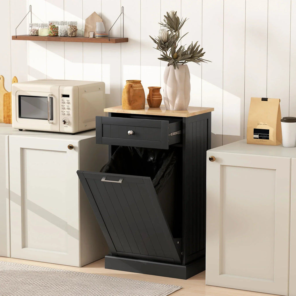 2026 NewHOMCOM Kitchen Tilt Out Trash Bin Cabinet, Free Standing Recycling Cabinet