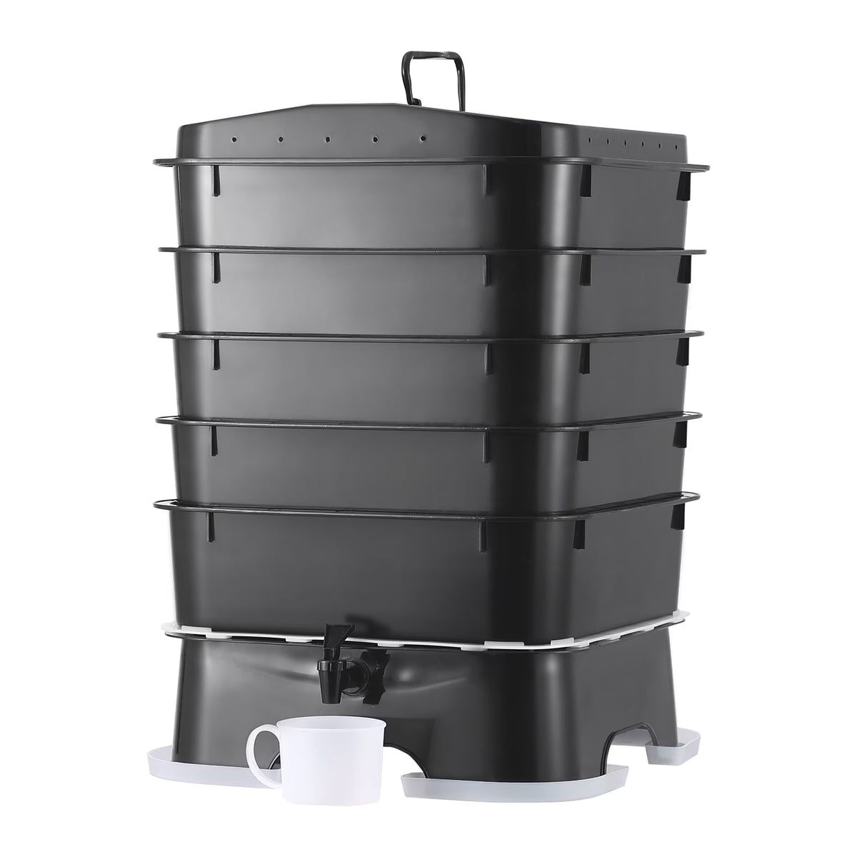 2026 NewVEVOR 5-Tray Worm Composter, 50 L Worm Compost Bin Outdoor and Indoor, Sustainable Design Worm Farm Kit, for Recycling Food Waste, Worm Castings, Worm Tea, Vermiculture and Vermicomposting