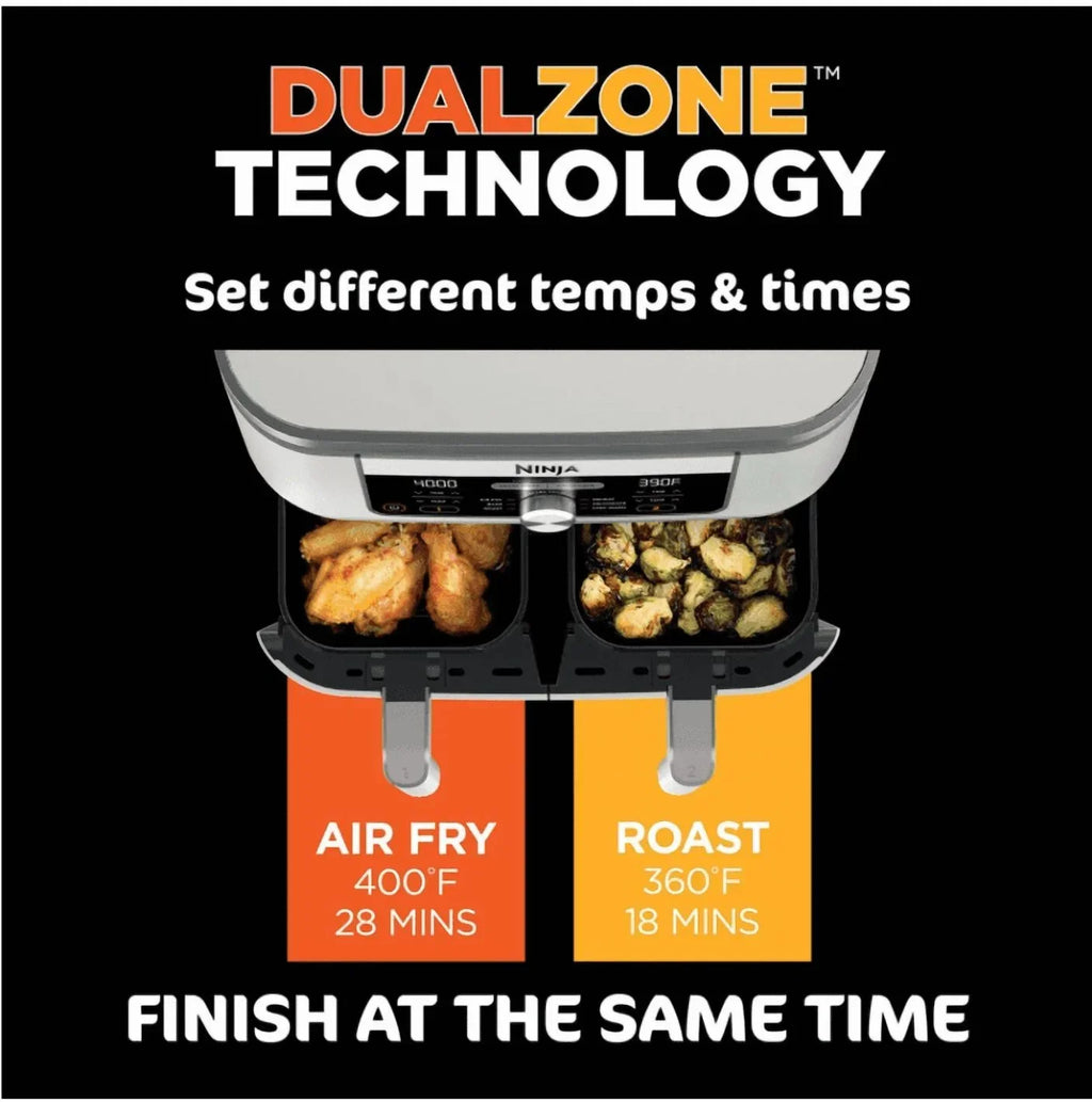2026 NewNinja Foodi 6-in-1, 8 Quart 2-Basket Air Fryer with DualZone Technology -White