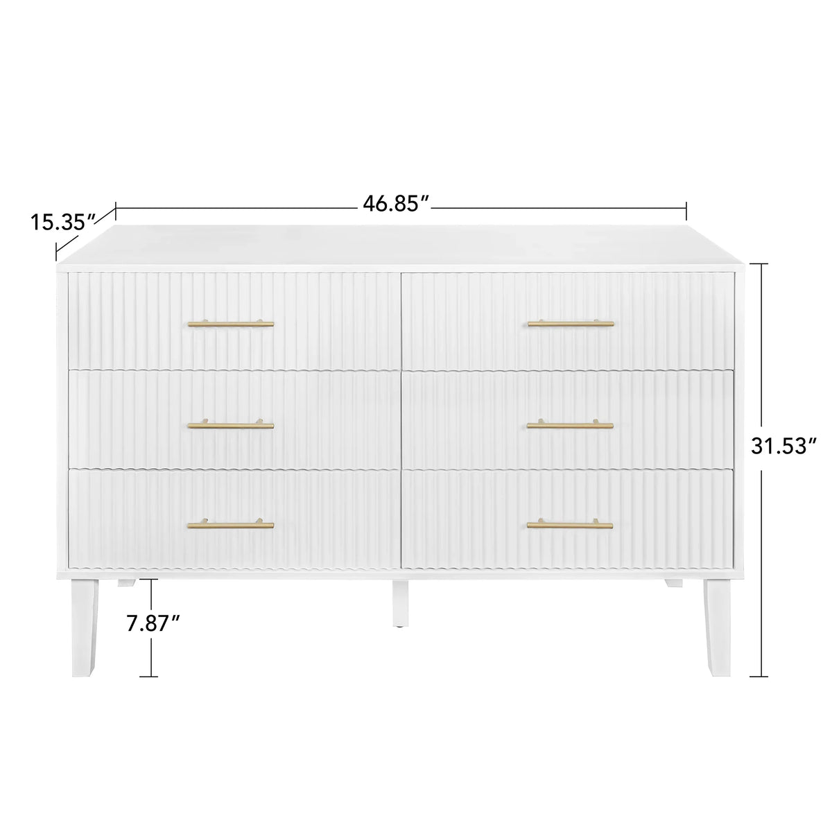 2026 NewFluted 6 Drawers Dresser, Wide Modern Chest of Drawers, 6 Drawer Double Dresser