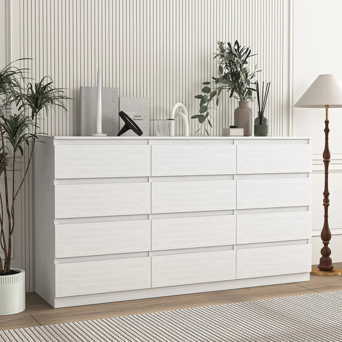 2026 NewResenkos Modern Mid Century 6 Drawer Wide Dressers Chests for Bedroom, Chest of Drawer Organizer Grey