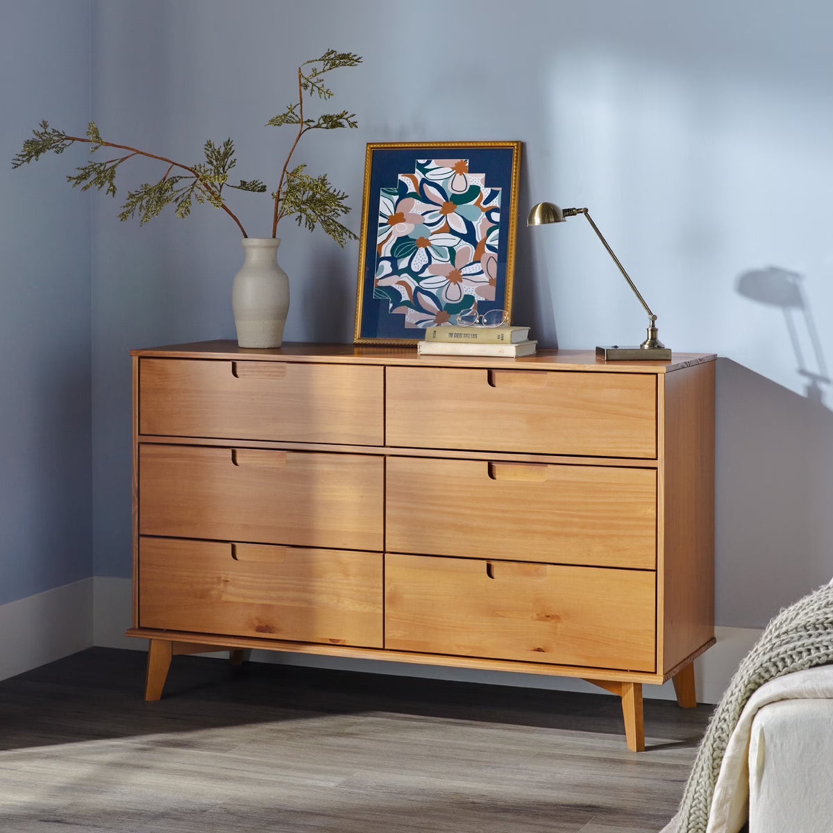 2026 NewWalker Edison Sonoma 6-Drawer Solid Wood Caramel Dresser