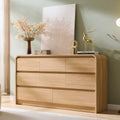 2026 Newwow97e Modern 8 Drawers Dresser for Bedroom, 55" Wide Wood Chest of Drawers w/Curved Profile Design, for Bedroom, Living Room, Natural Oak