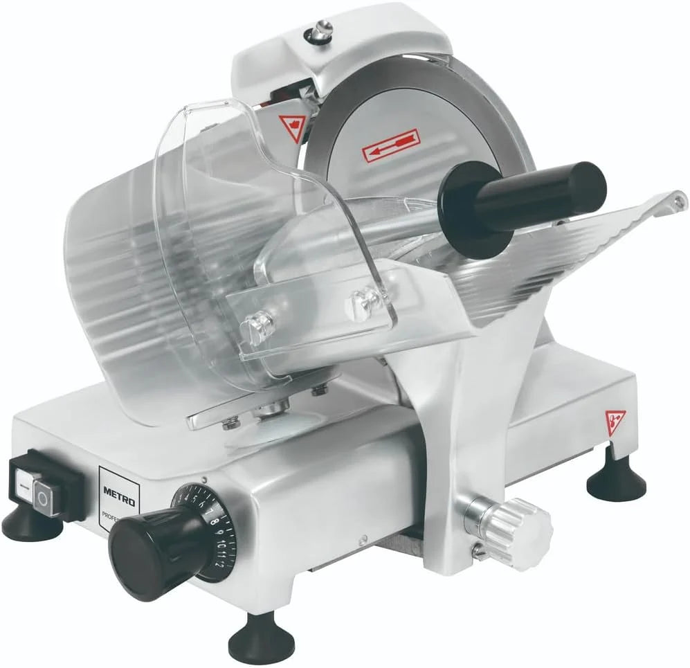 2026 METRO PROFESSIONAL Cortafiambres GFS3019, Cuchilla 19,5 cm, Grosor 0-12 mm, 120 W, Aluminio Anodizado, Plata