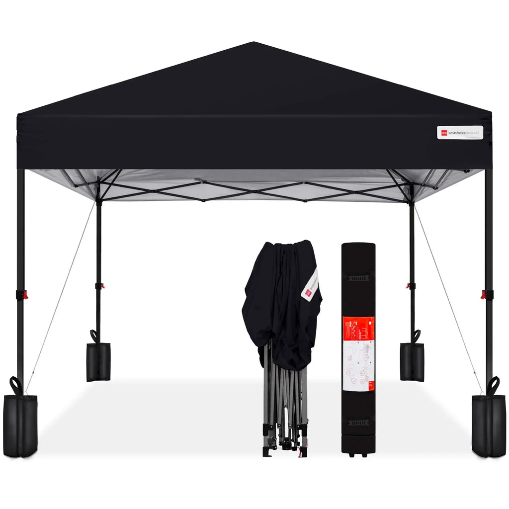 2026 NewBest Choice Products 12x12ft Easy Setup Pop Up Canopy w/ 1-Button Setup, Wheeled Case, 4 Weight Bags - Navy Blue