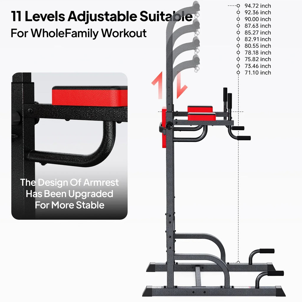 2026 NewLNOW Multifunction Power Tower Pull up Bar Dip Station Power Rack with Adjustable Backrest for Home Gym Strength Training Workout Equipment Max Weight 480lbs