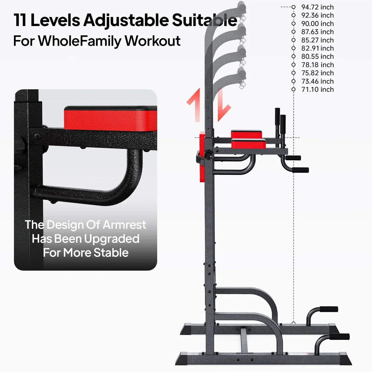 2026 NewLNOW Multifunction Power Tower Pull up Bar Dip Station Power Rack with Adjustable Backrest for Home Gym Strength Training Workout Equipment Max Weight 480lbs