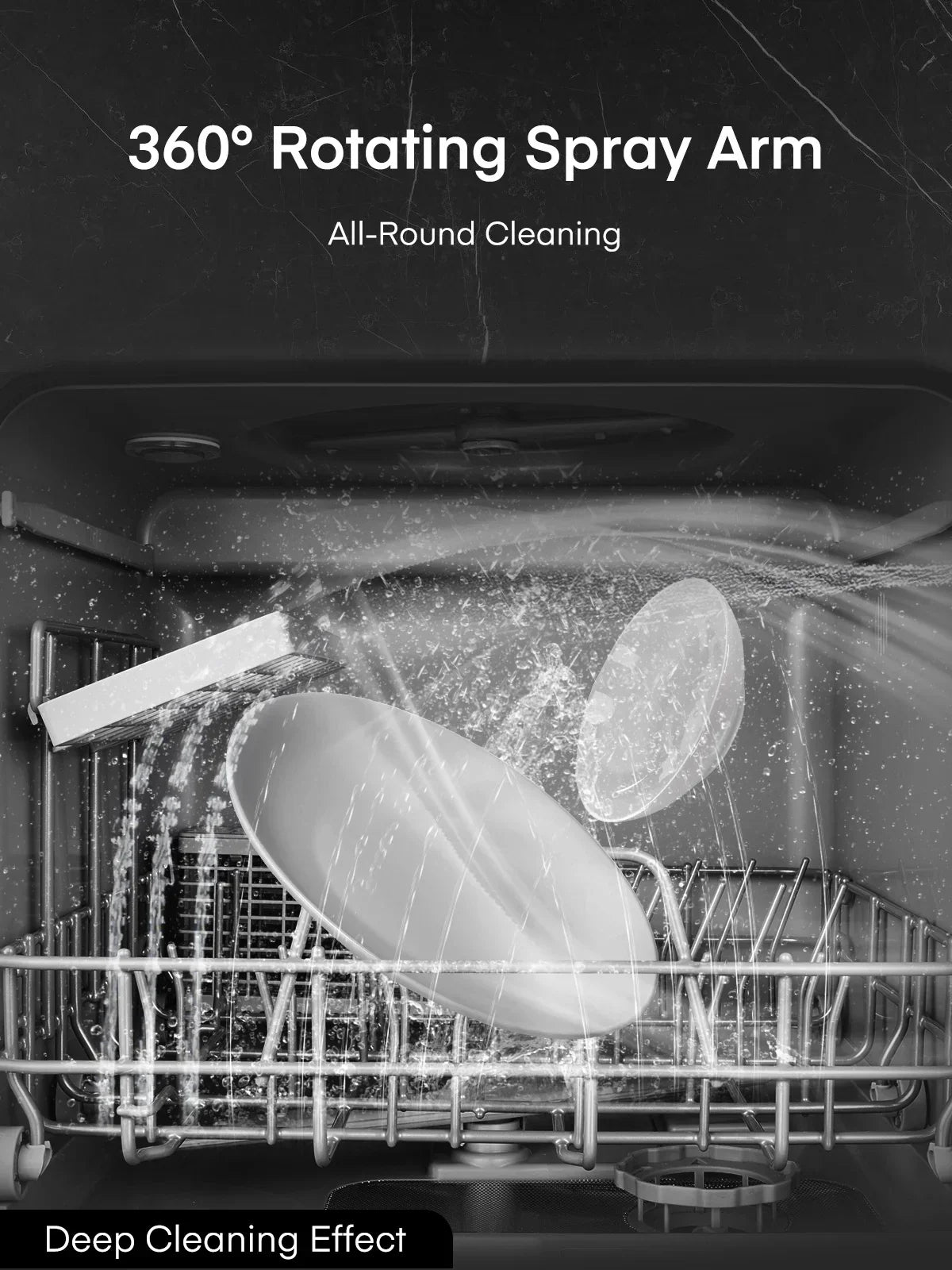 2026 NewFOHERE Countertop Dishwasher with 6H Delay Cleaning, Portable Dishwasher w/5L Built-in Water Tank, 6 Programs, 360" Dual Spray, High-Temp