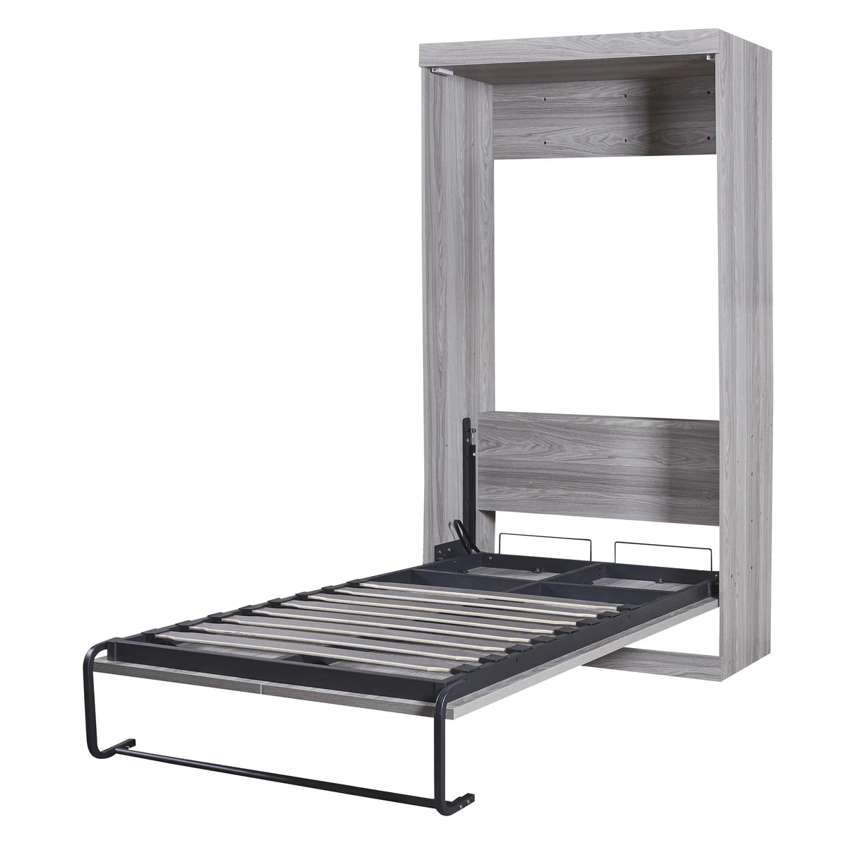 2026 NewEuroco Pine Wood Twin Size Murphy Bed, Convertible Wall Bed into A Cabinet, Gray