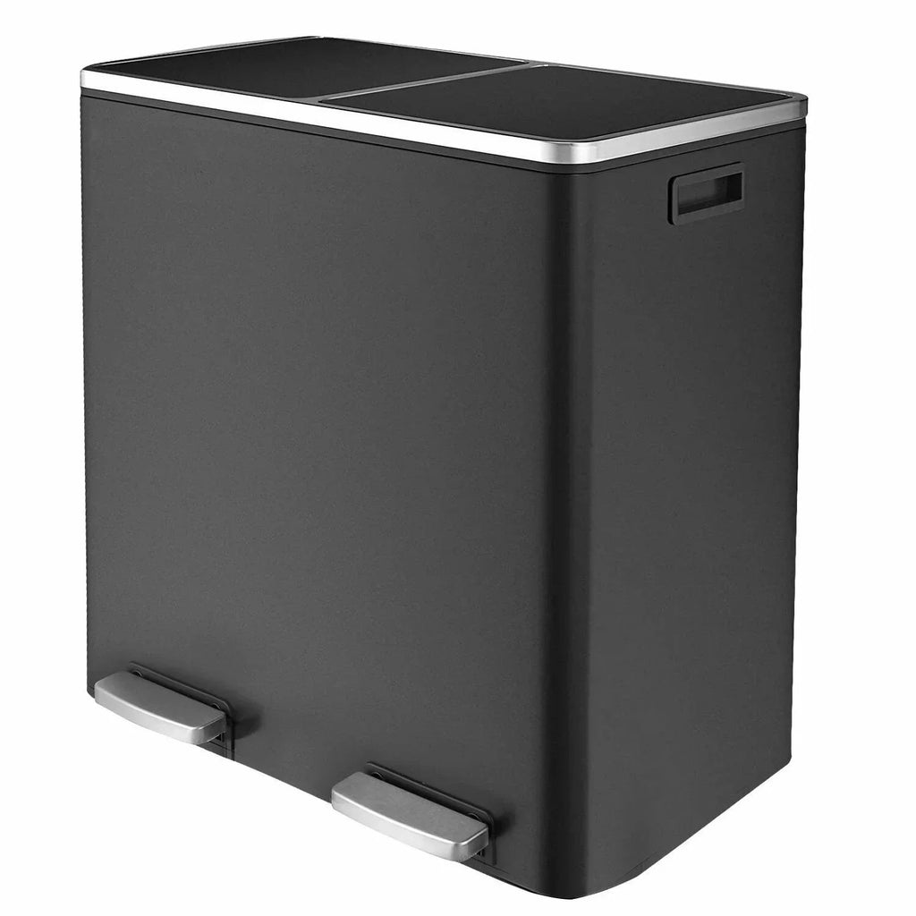2026 NewArlopu 60 L/16 gal Dual Trash Can, Stainless Steel Garbage Can for Kitchen, Recycle Bin with Lid