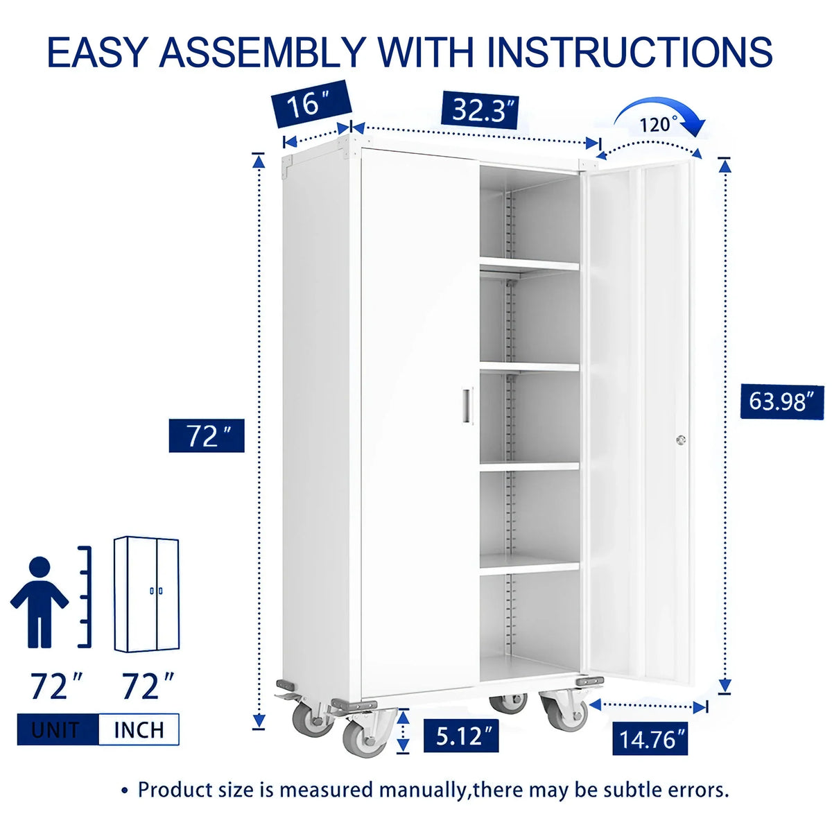 2026 NewAobabo 72 Inch Locking Storage Cabinet w/ Adjustable Shelves, Gray