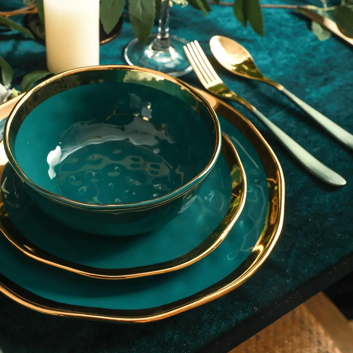 2026 NewStone Lain Florian 32-Piece Dinnerware Set Porcelain, Green