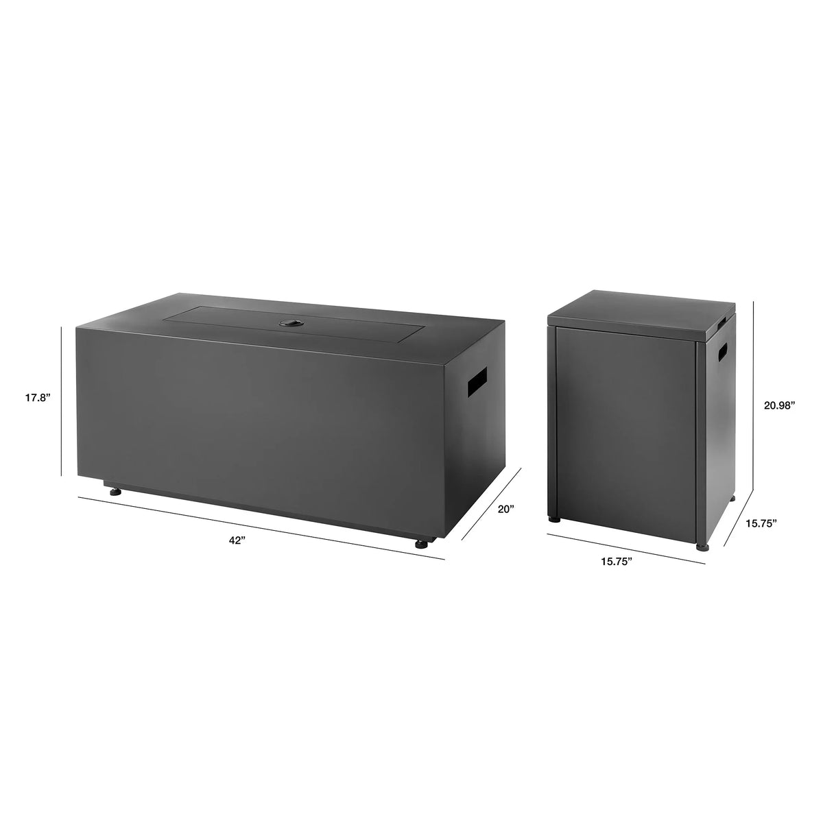 2026 NewMainstays 42" Rectangle Black Finish Modern Steel Fire Pit: 42" x 20" 50000 BTU Propane Fire Pit Table with Lid, Tank Hideaway and Cover