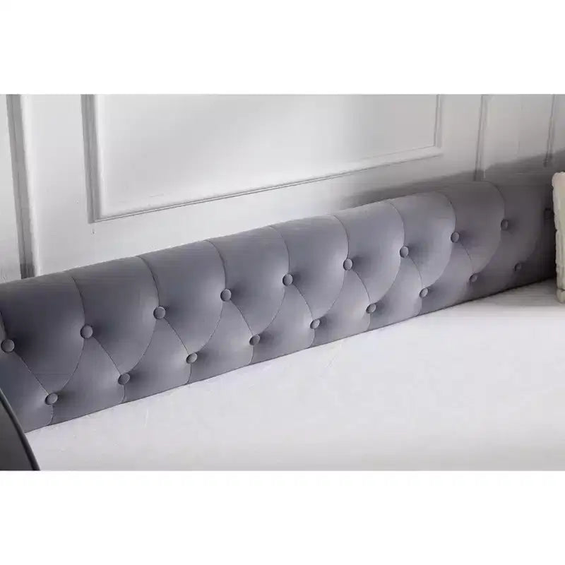 2026 Cama sofá Twin con cama nido, tapizada en terciopelo, puerto USB y bolsillos laterales - ModernLuxe