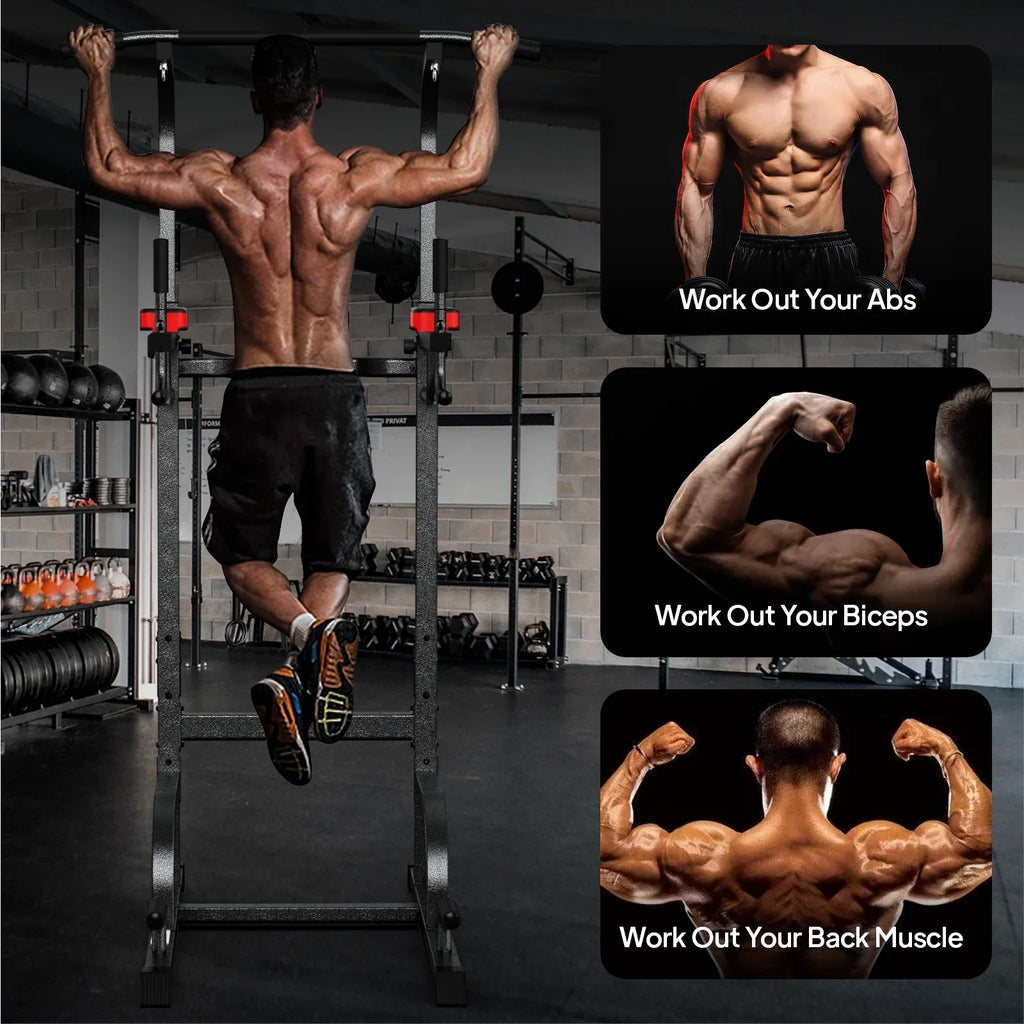 2026 NewLNOW Multifunction Power Tower Pull up Bar Dip Station Power Rack with Adjustable Backrest for Home Gym Strength Training Workout Equipment Max Weight 480lbs