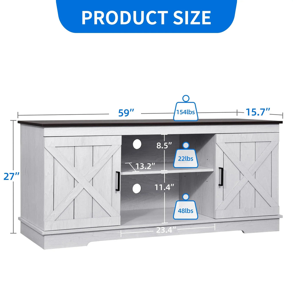 2026 NewDextrus Farmhouse TV Stand for 65 inch TV, Entertainment Center for Living Room, TV Media Console Cabinet, Grey Wash