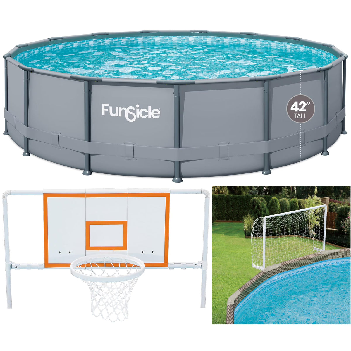 2026 NewFunsicle 15ft Oasis Round Above Ground Metal Frame Swimming Pool, Includes SkimmerPlus Pump, Age 6 & up